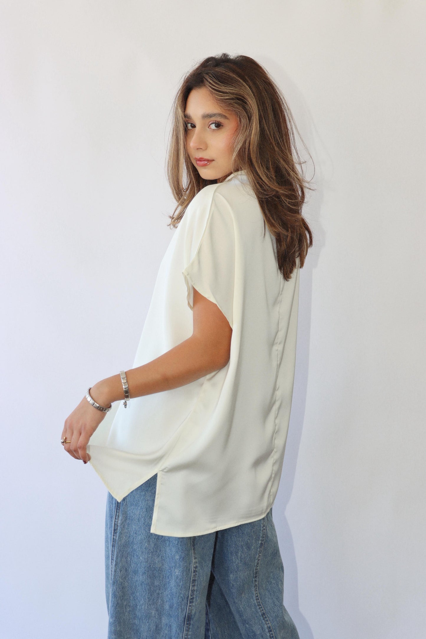 Sophia Satin Oversized Top