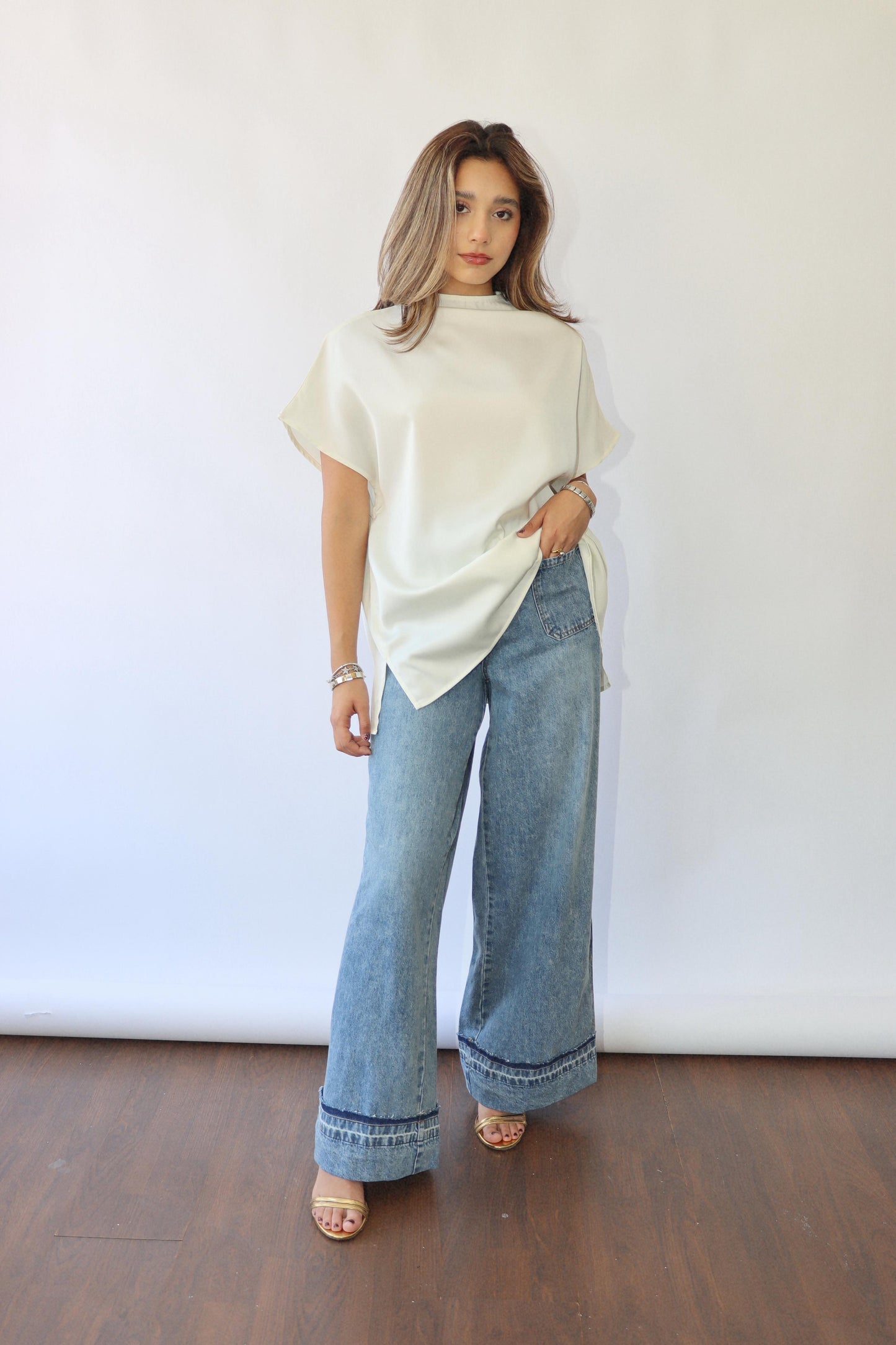 Sophia Satin Oversized Top