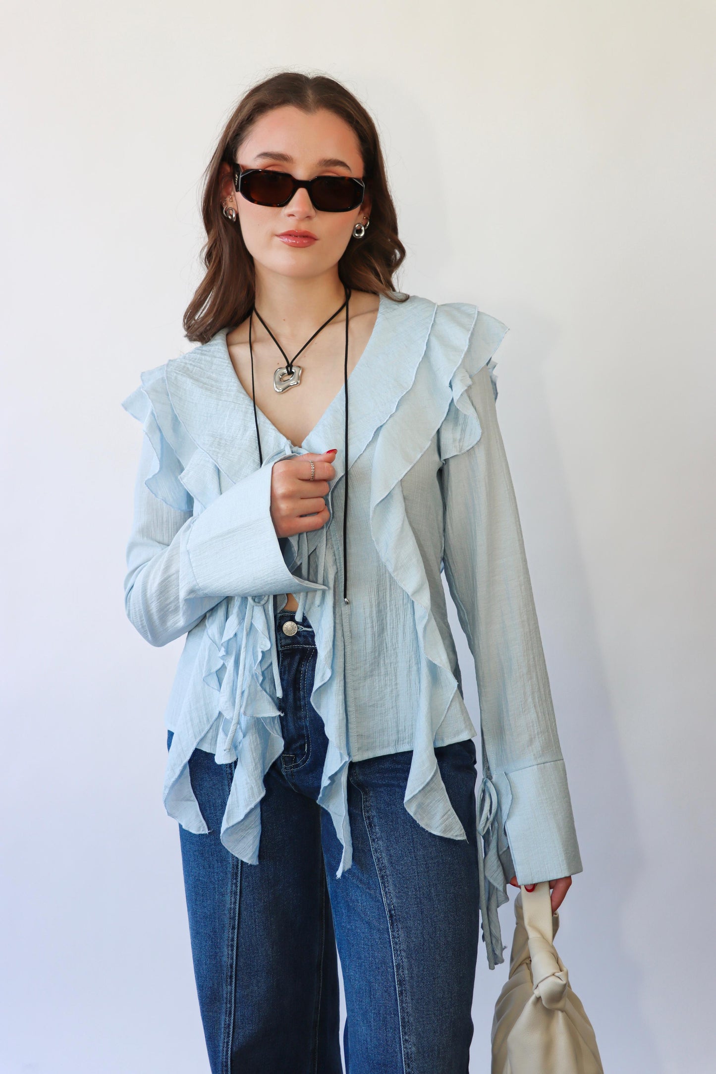 Blue Ruffled Top