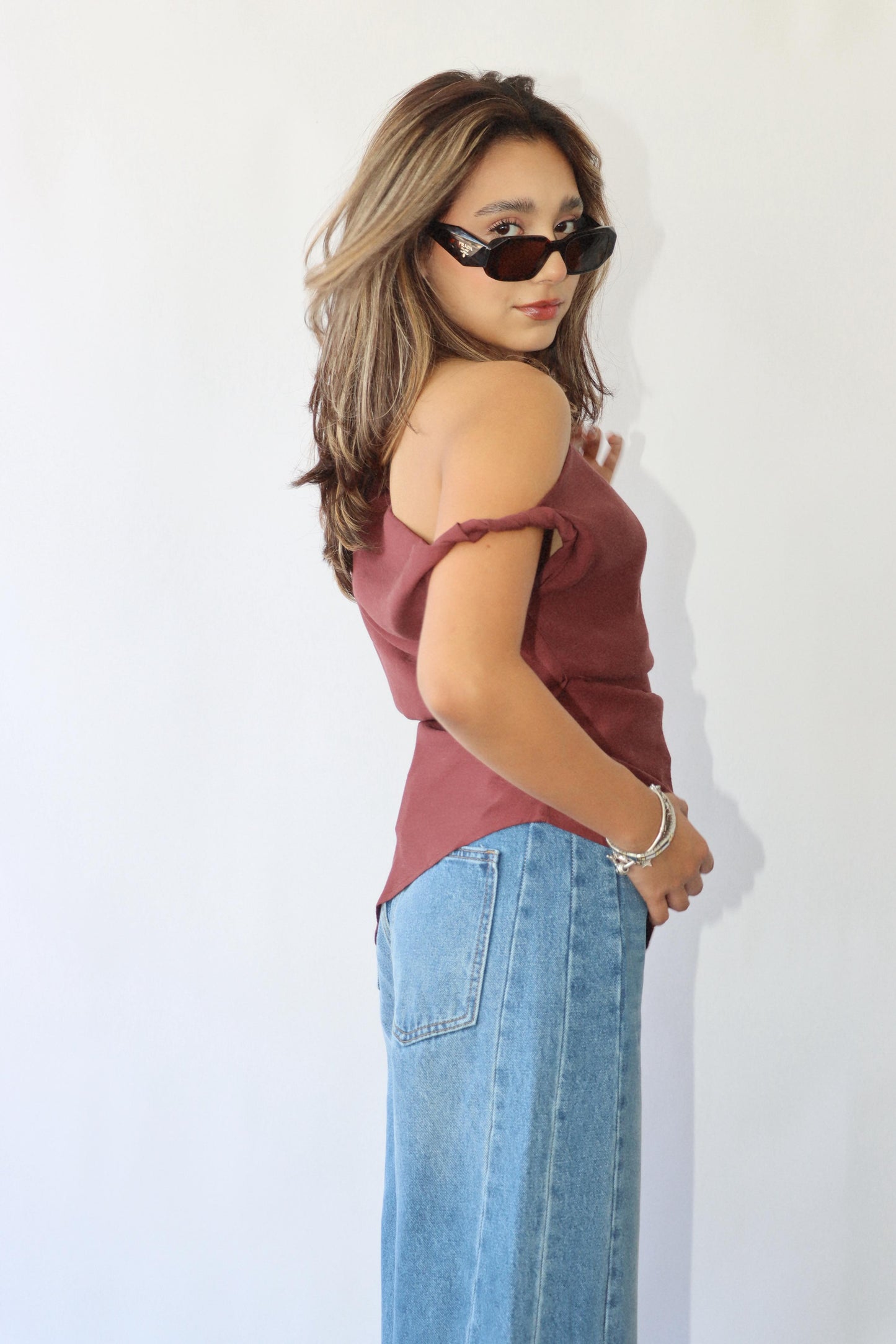 Greece Marron Asymmetrical Top