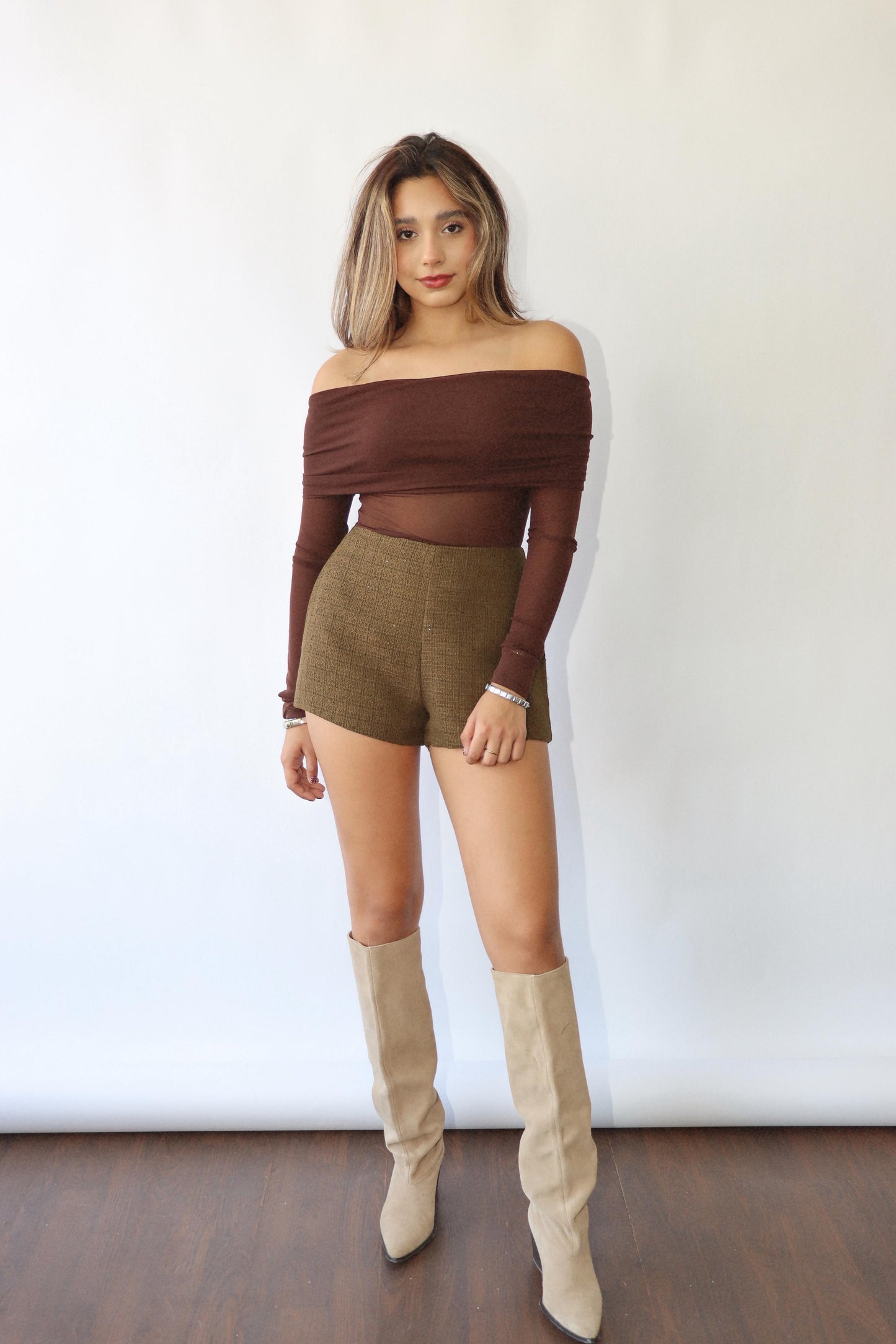 Charles Brown Mesh Top