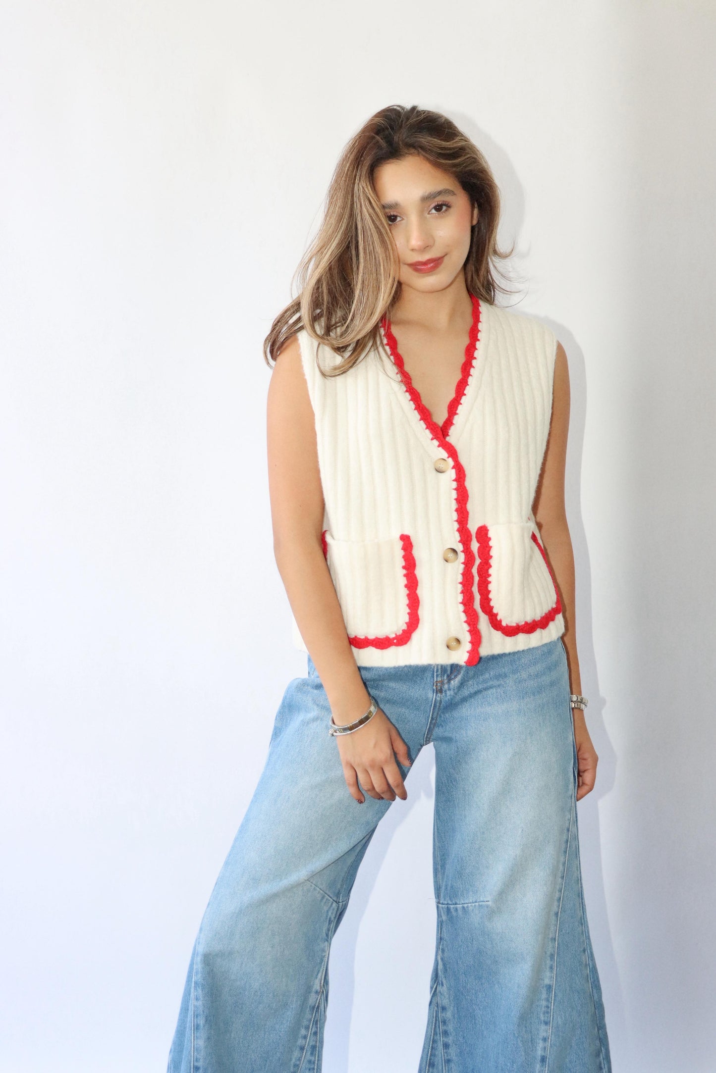 White/Red Vest