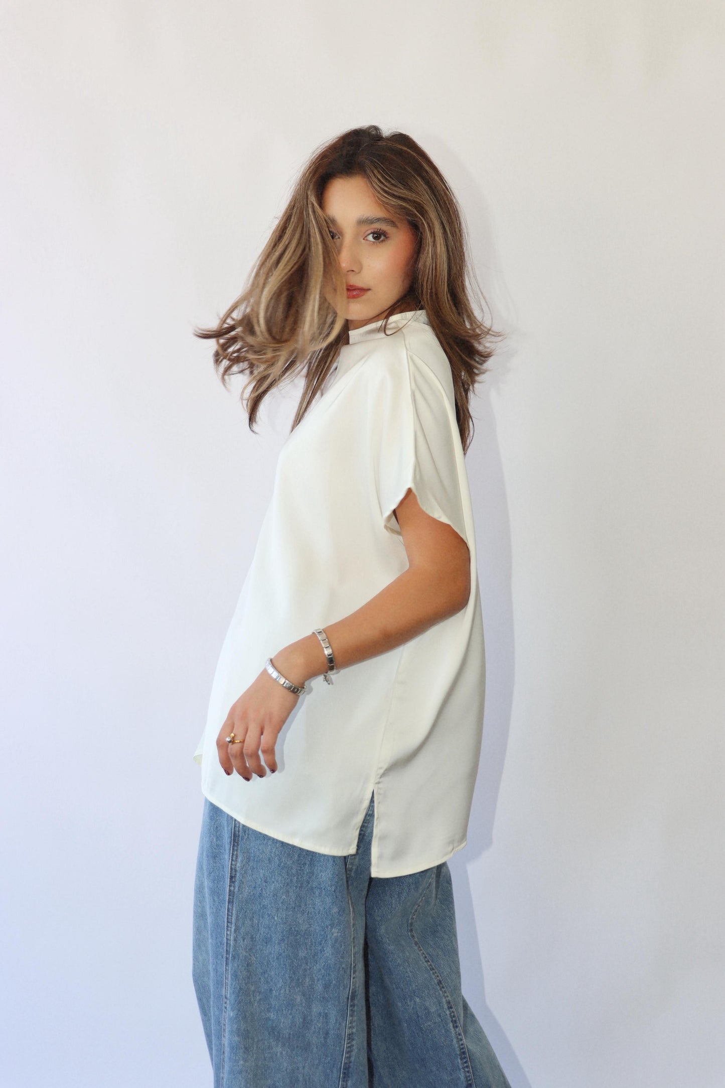 Sophia Satin Oversized Top