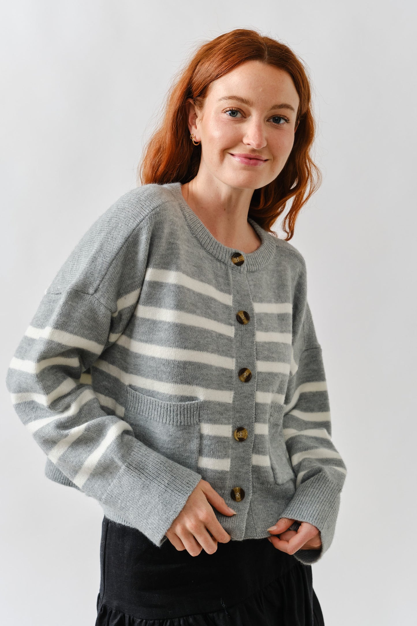 Grey/White Cardigan