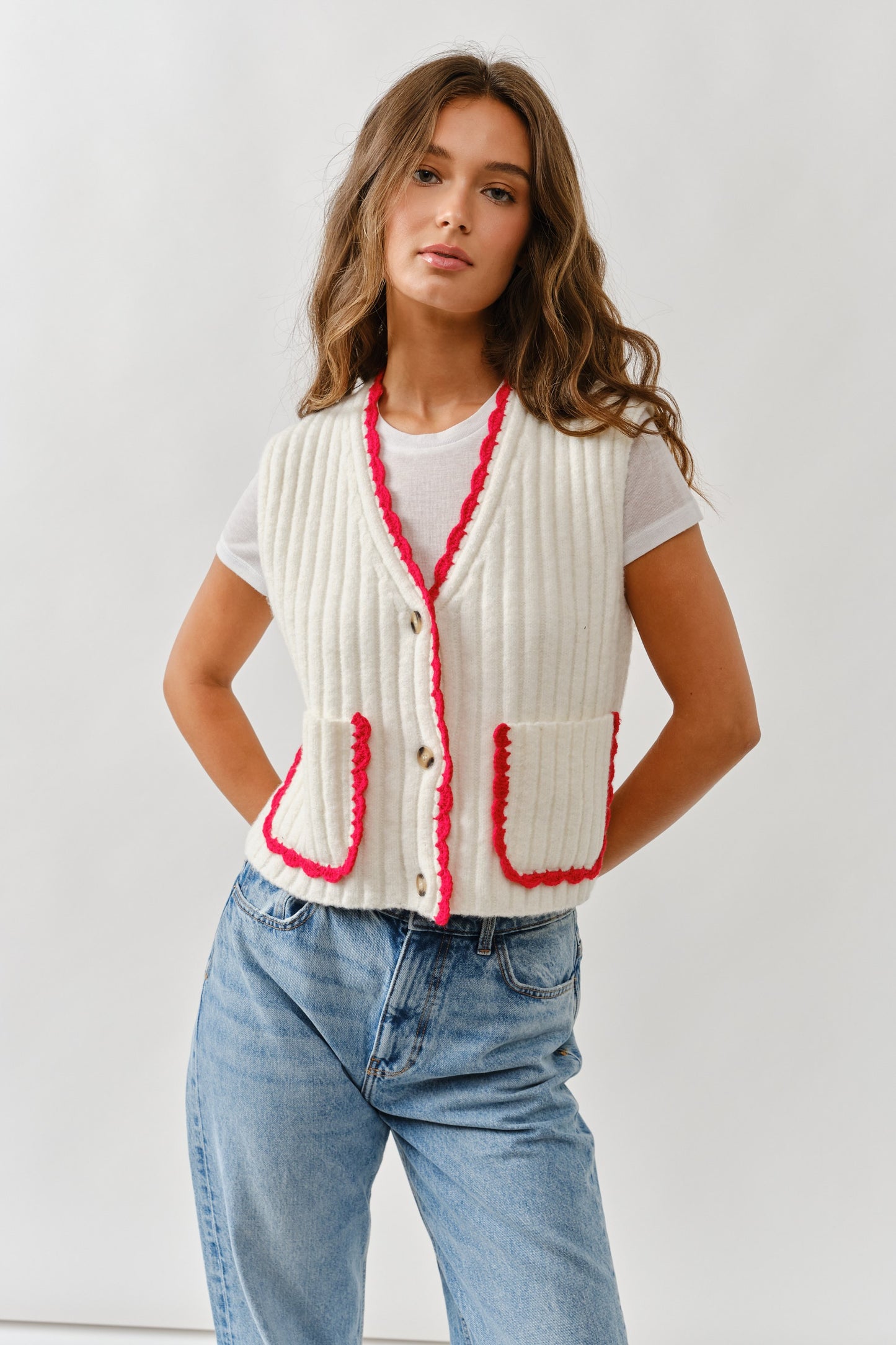 White/Red Vest