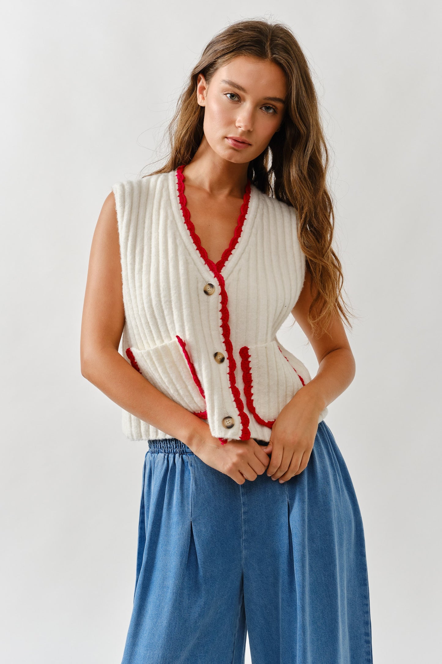 White/Red Vest