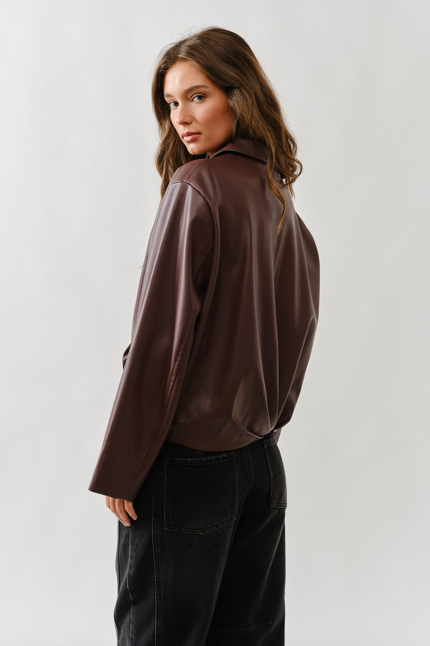 Vegan Leather Burgandy Bomber Jacket