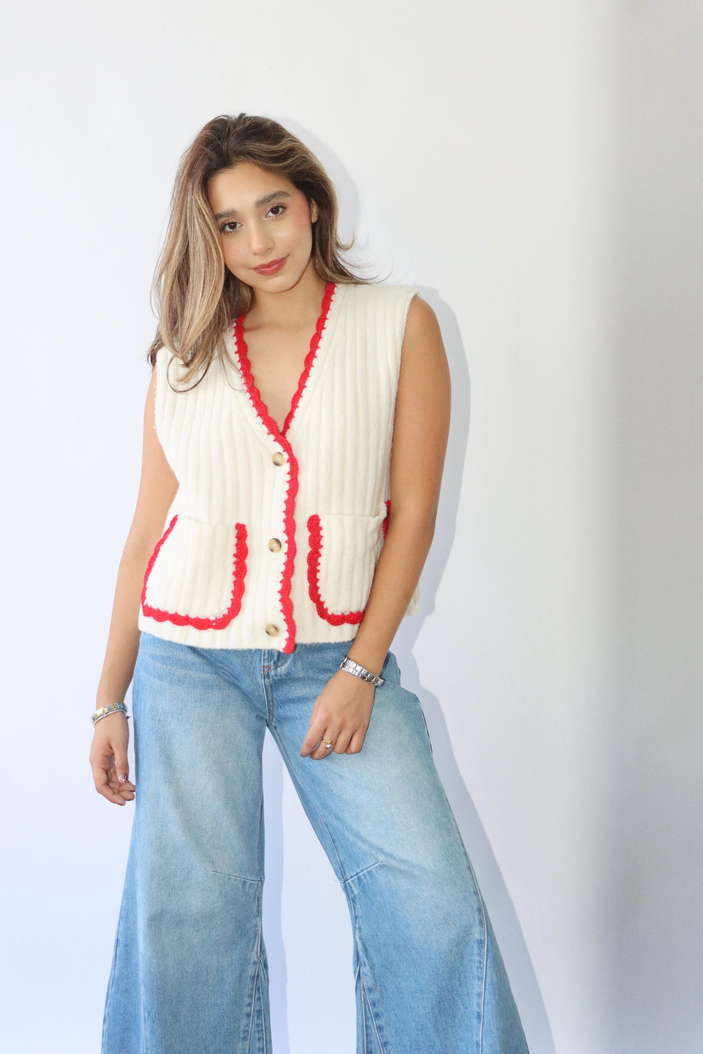 White/Red Vest