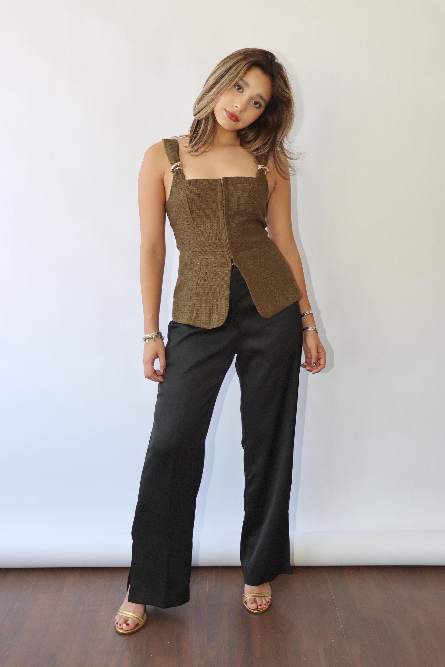 The Tweed Olive Top