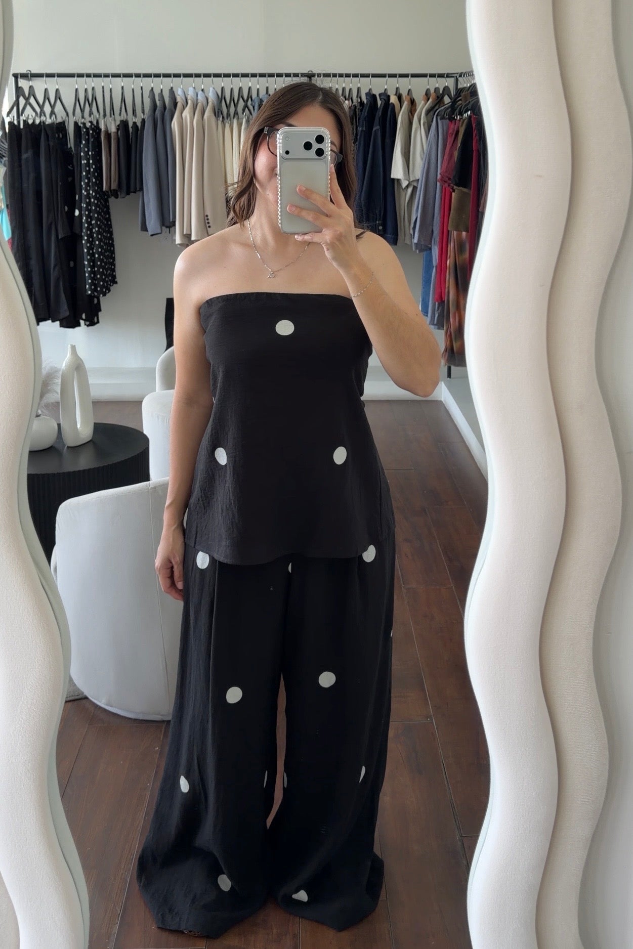 Vivian Black Polka Dot Set