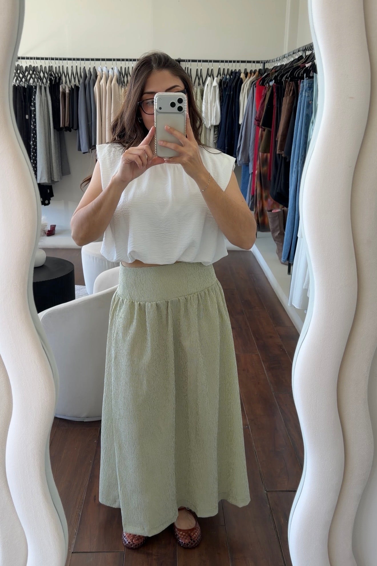 Emily Green Gingham Skirt