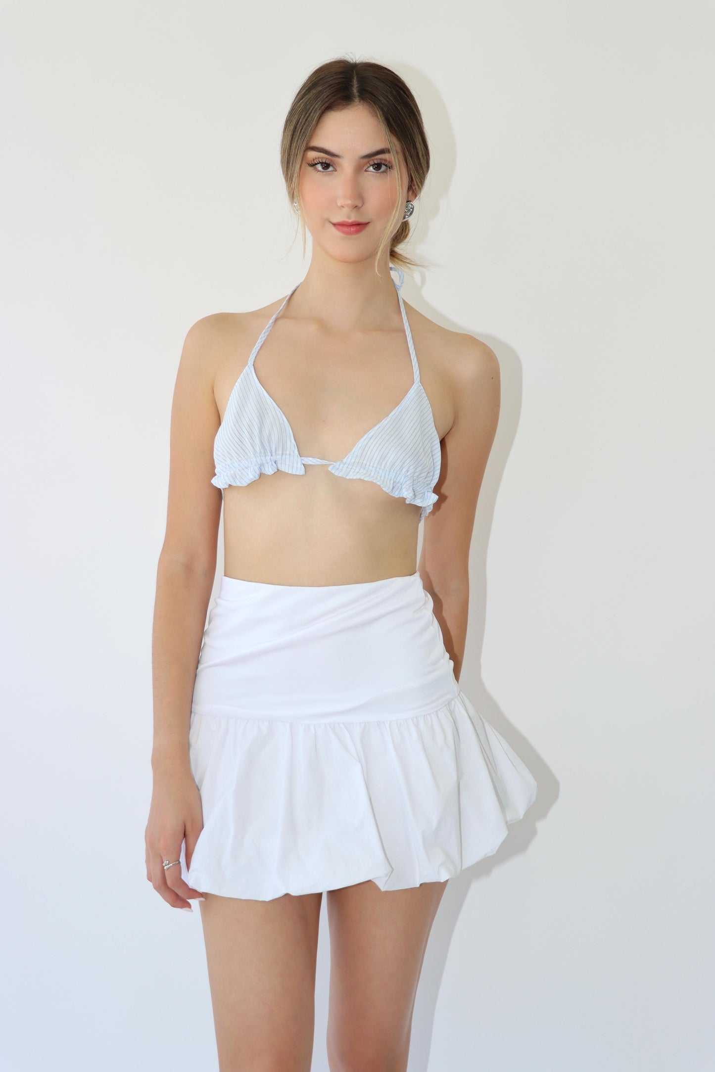 Emery Bubble Mini White Skirt