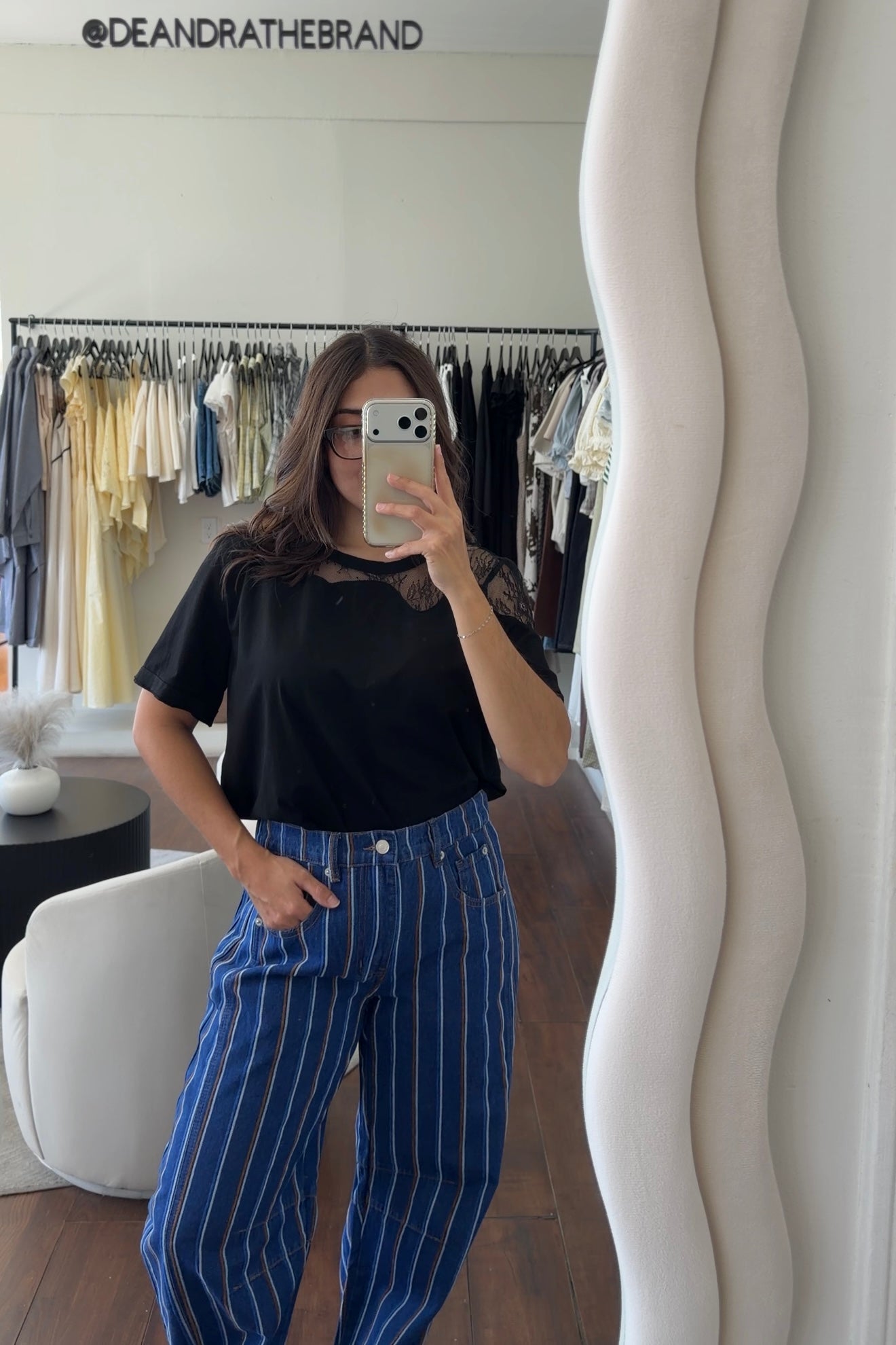 Evan Stripe Barrel Jeans