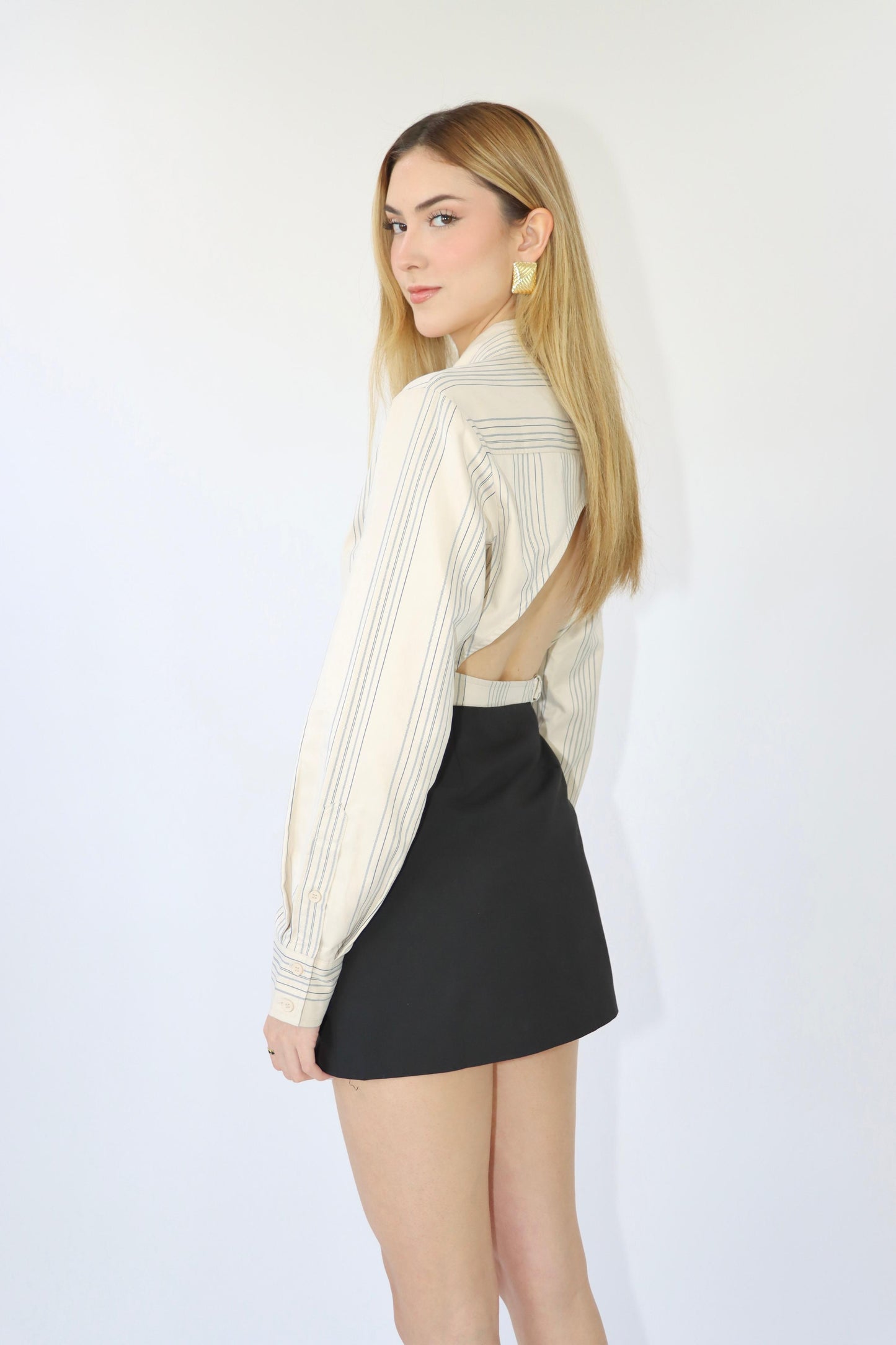 Romi Black Button Down Mini Skirt