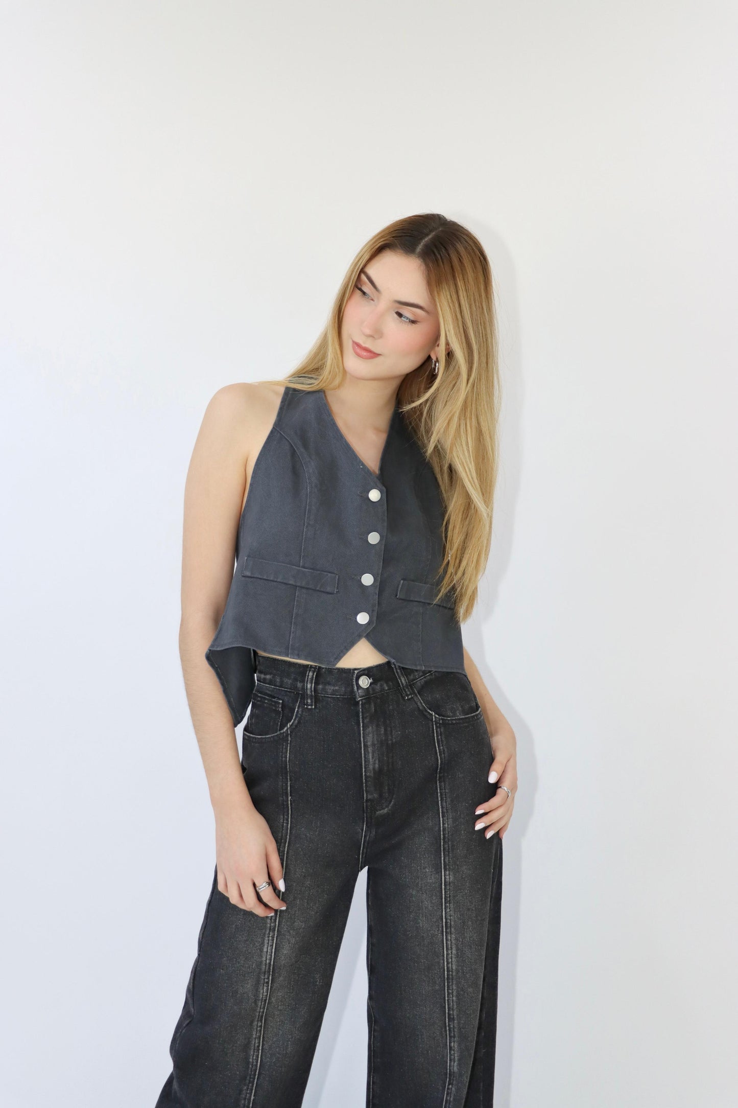 Kristen Backless Denim Vest