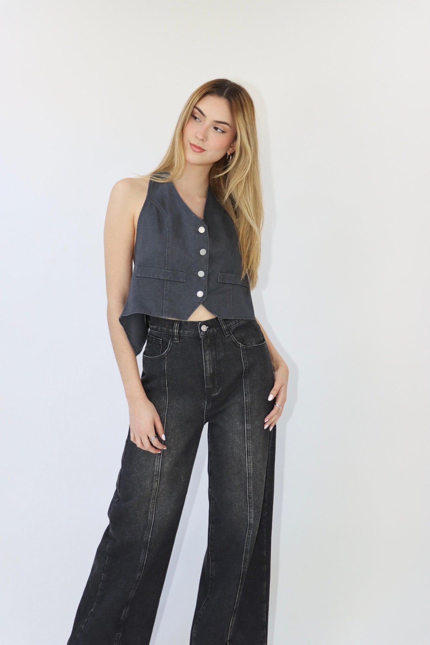Kristen Backless Denim Vest