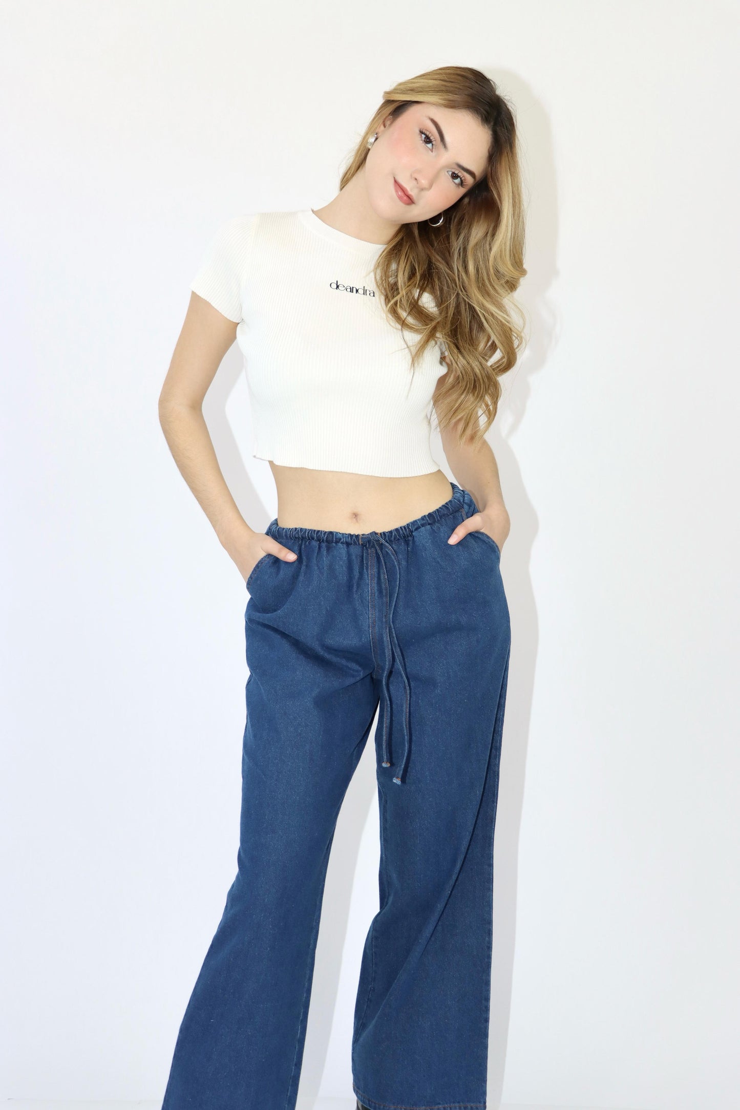 Melanie Waist Drawstring Denim Pants