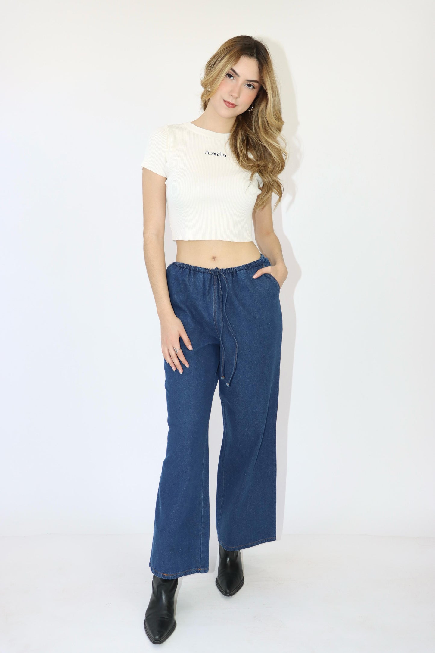 Melanie Waist Drawstring Denim Pants