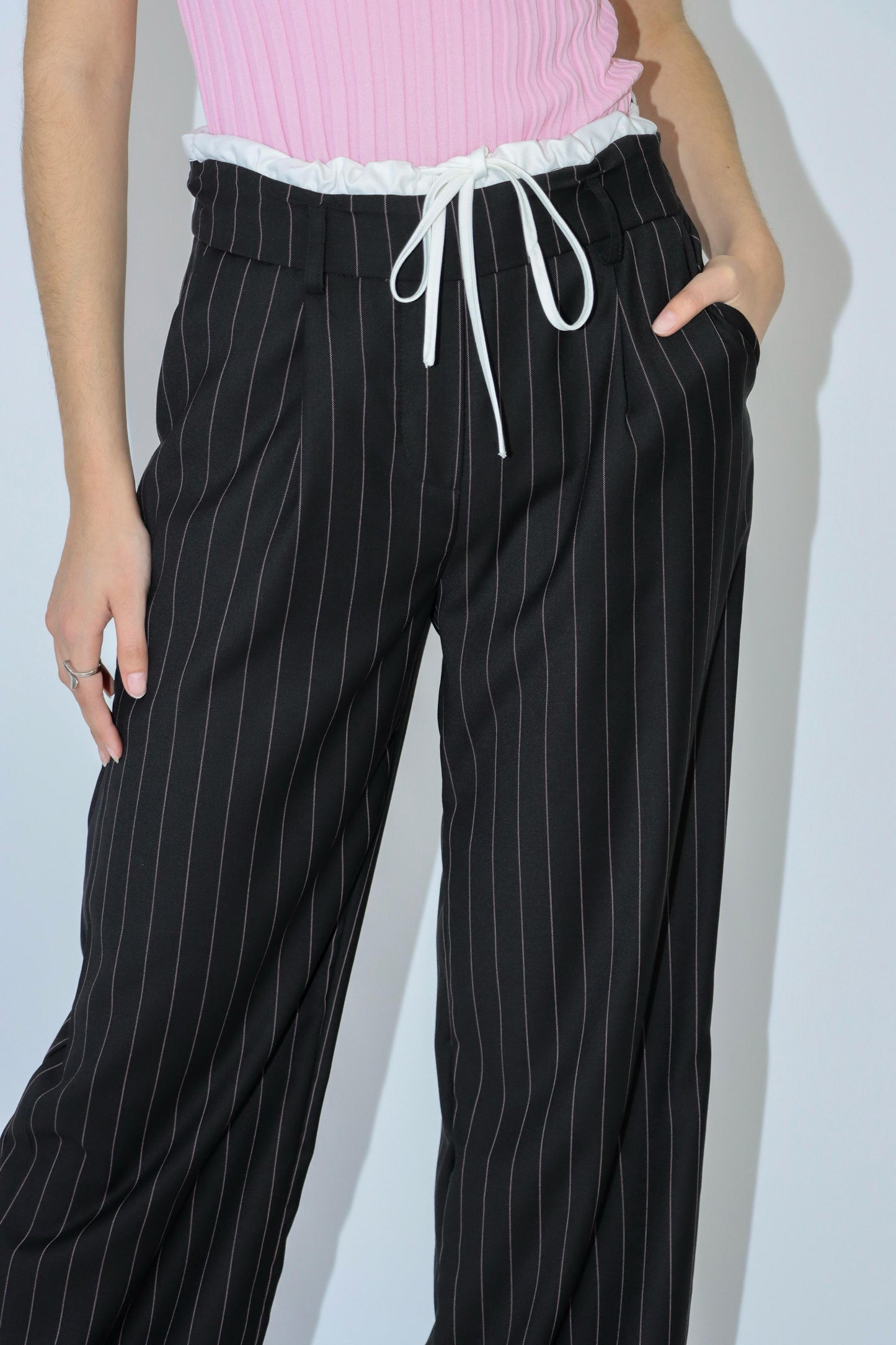 Helena Pinstripe Contrast Waist Pants