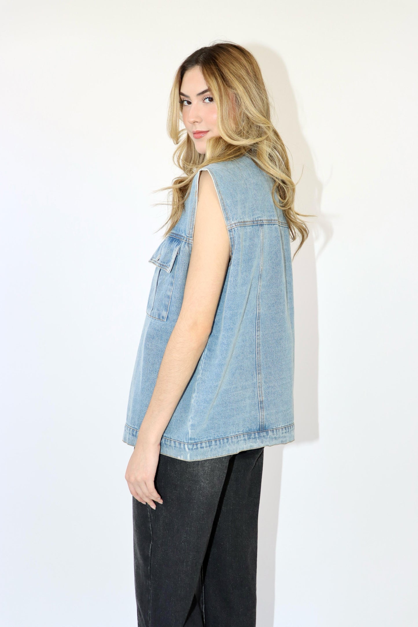 Oliver Blue Oversized Denim Vest