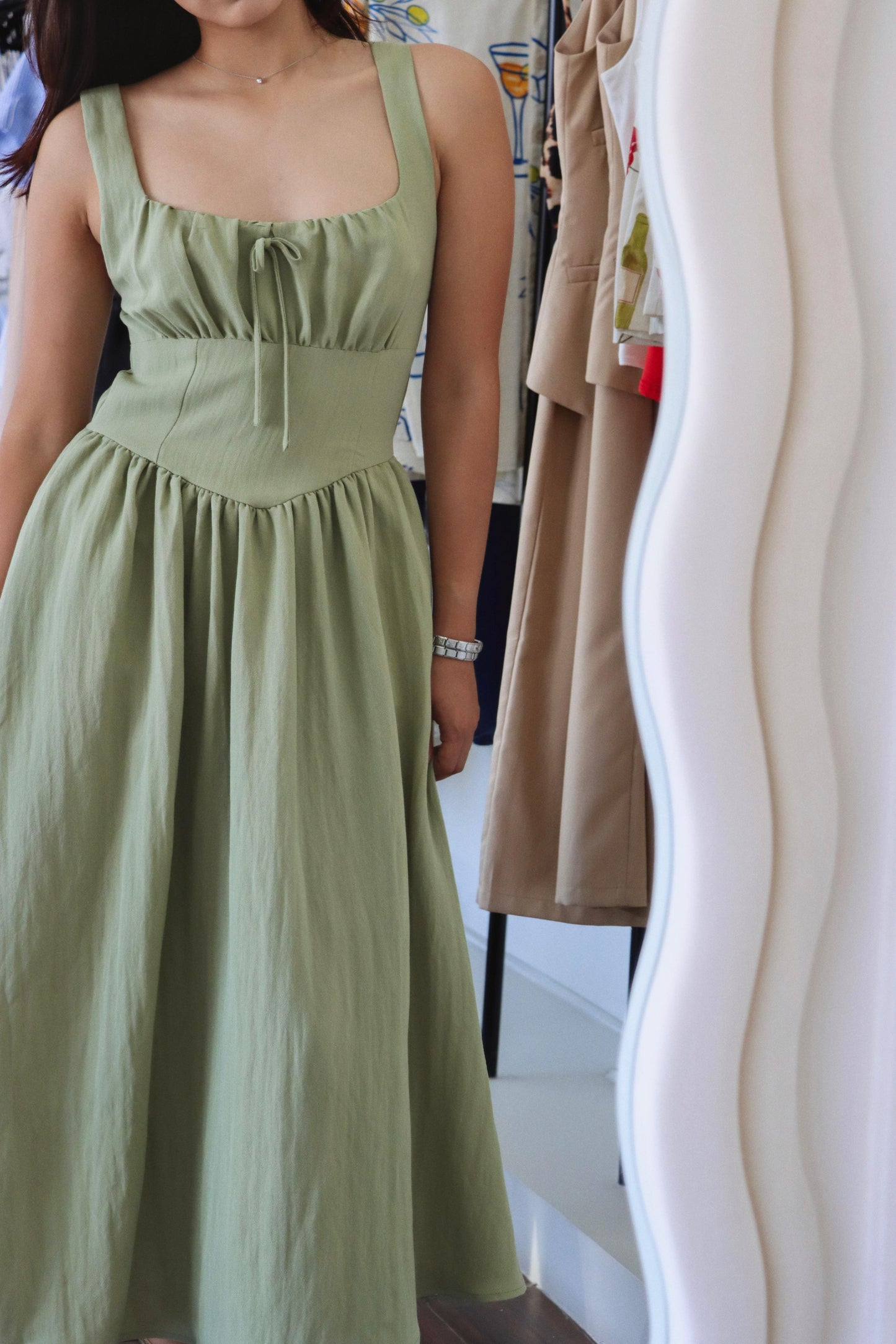 Sophia Green Linen Dress