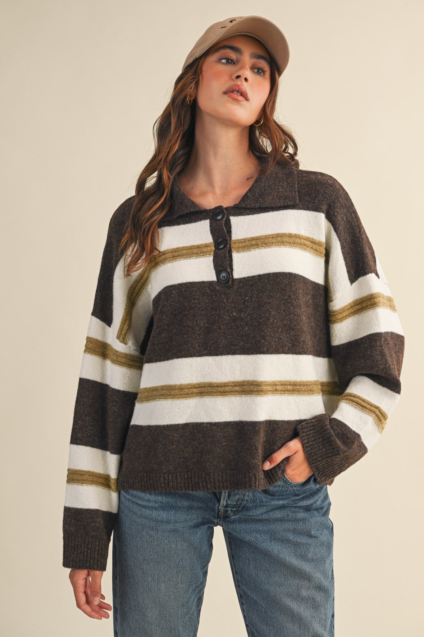 Striped Polo Sweater