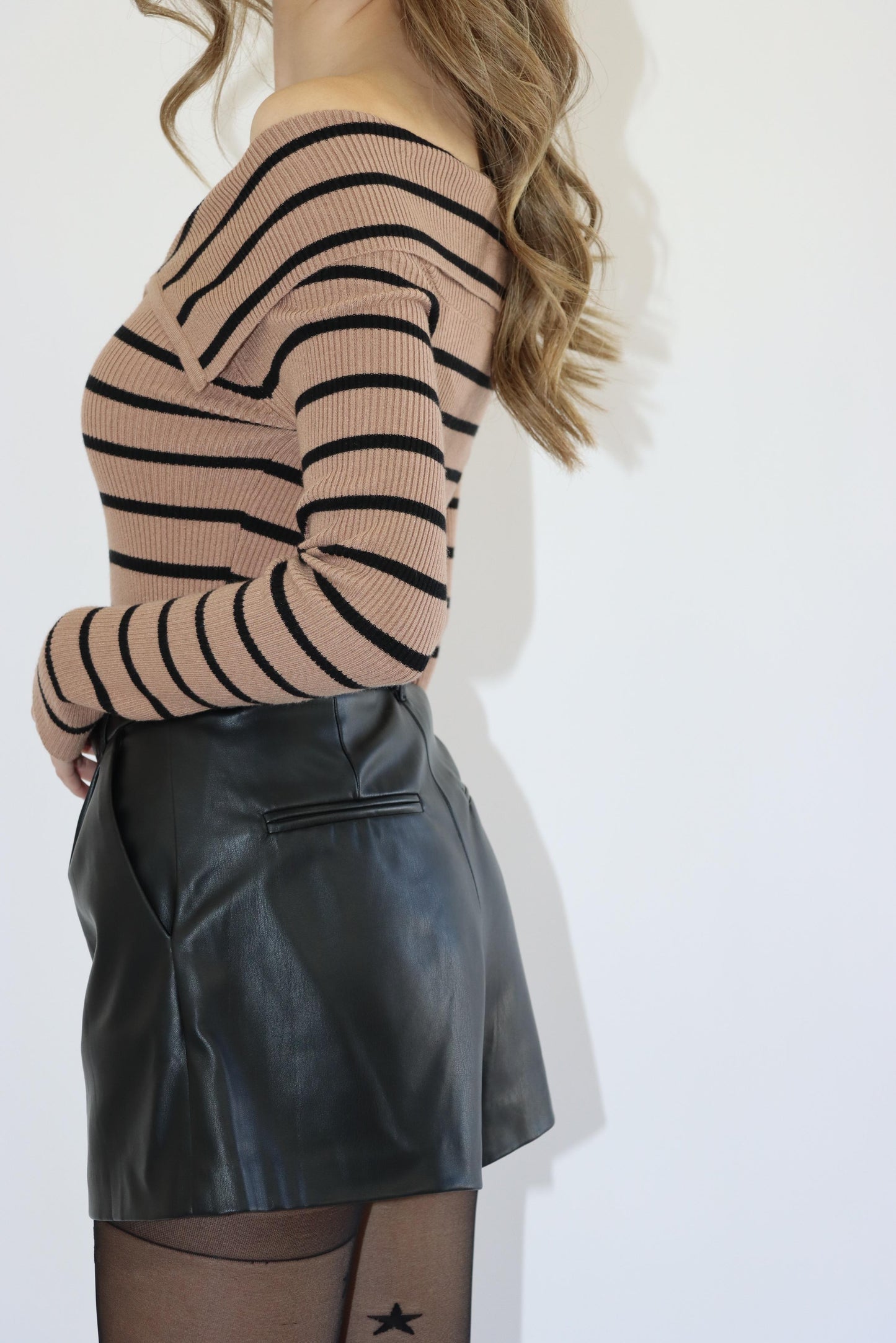 Alexis Zip Up Striped Brown Sweater