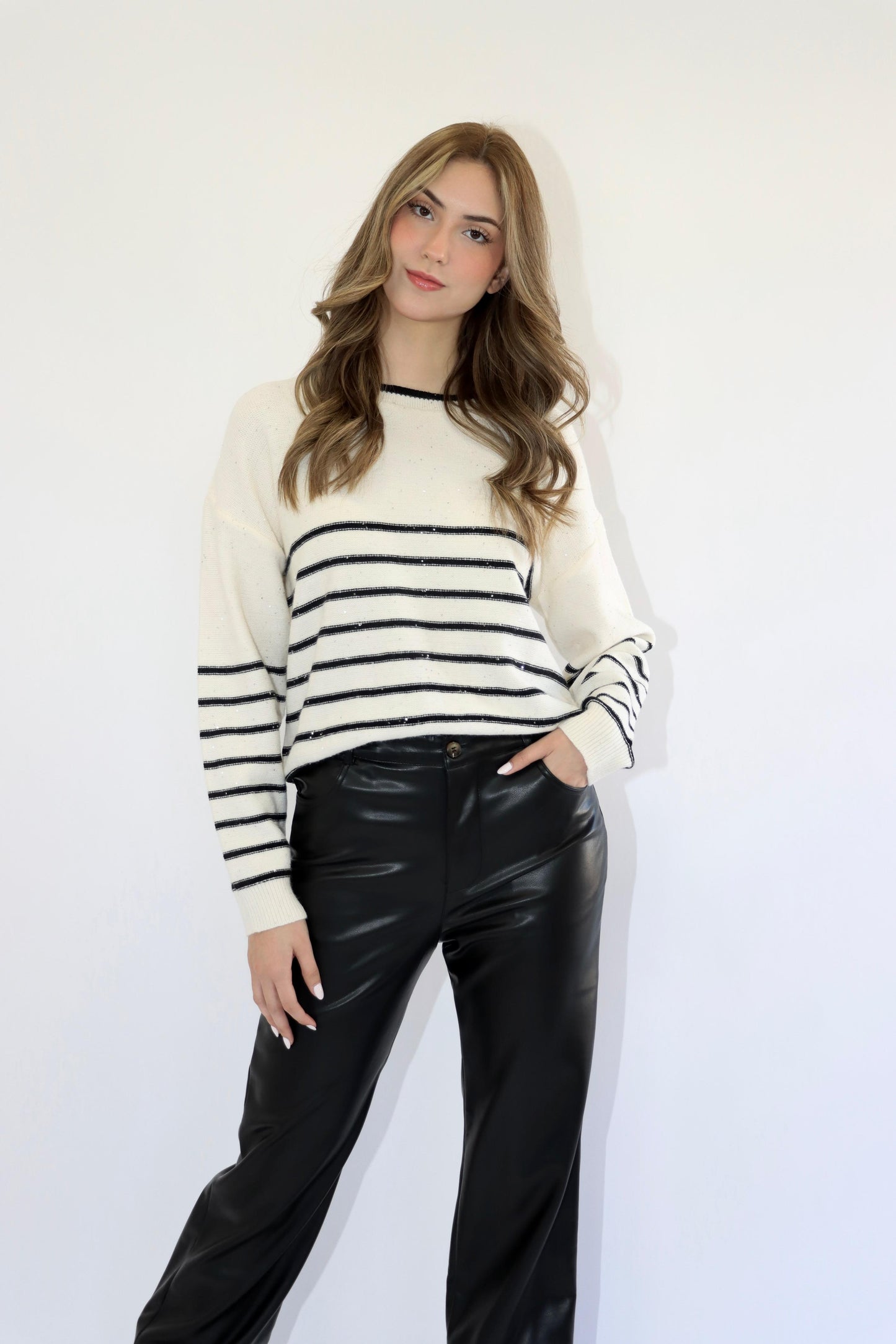 Sabrina Striped Sequin Sweater