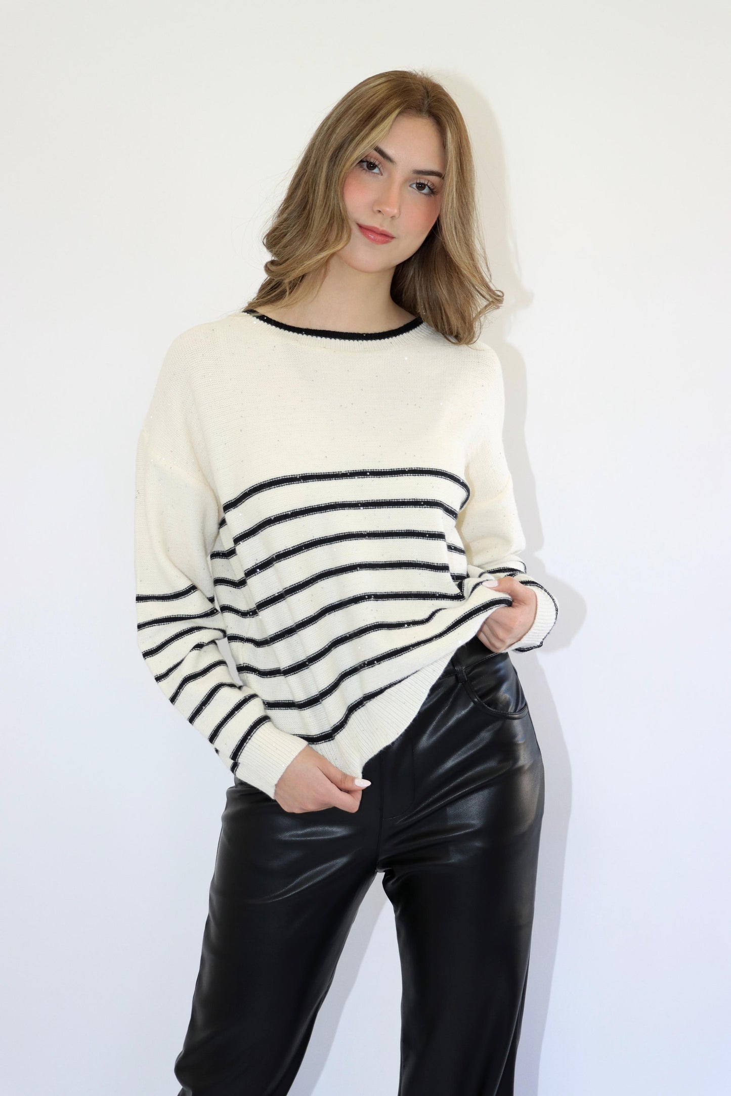 Sabrina Striped Sequin Sweater