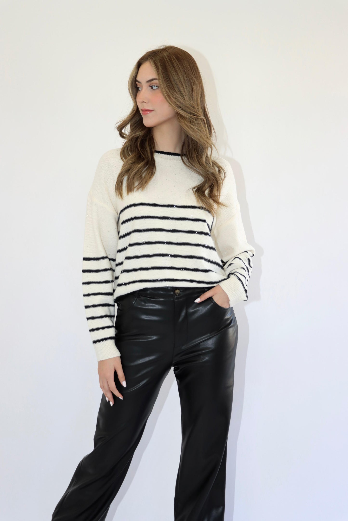 Sabrina Striped Sequin Sweater