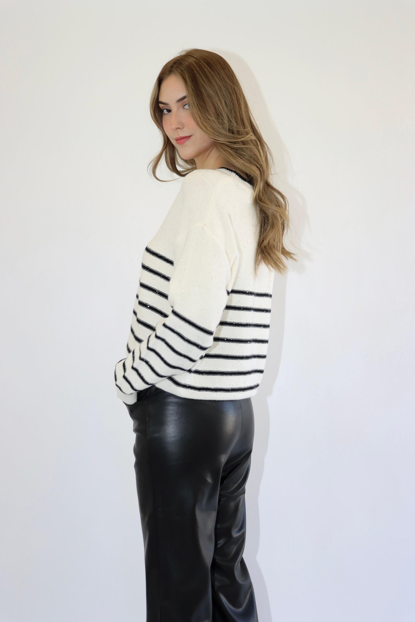 Sabrina Striped Sequin Sweater
