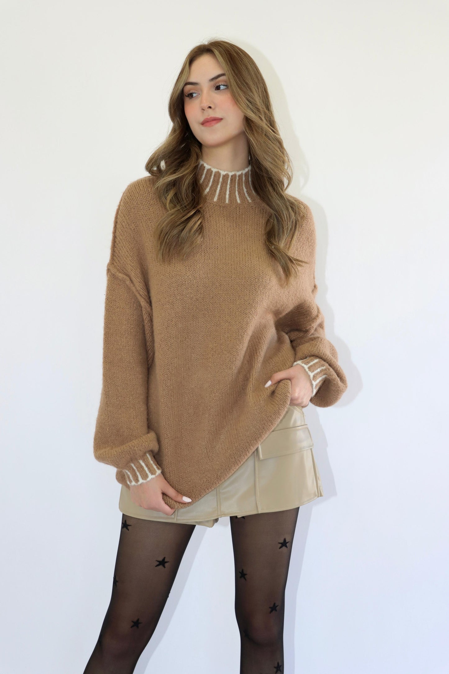Audrey Oversized Taupe Sweater