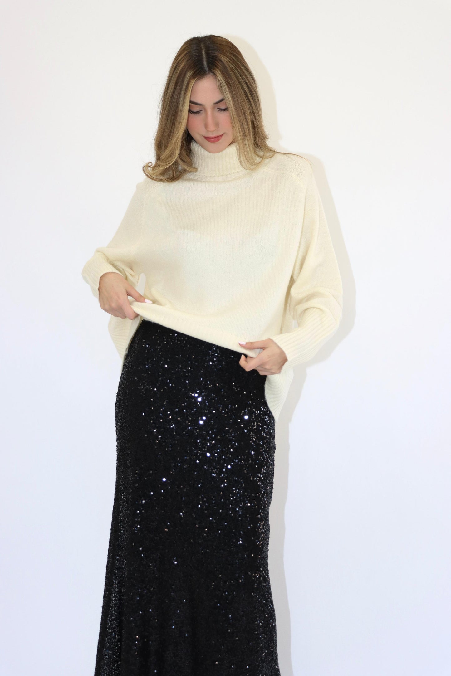 Molly Sequin Black Maxi Skirt