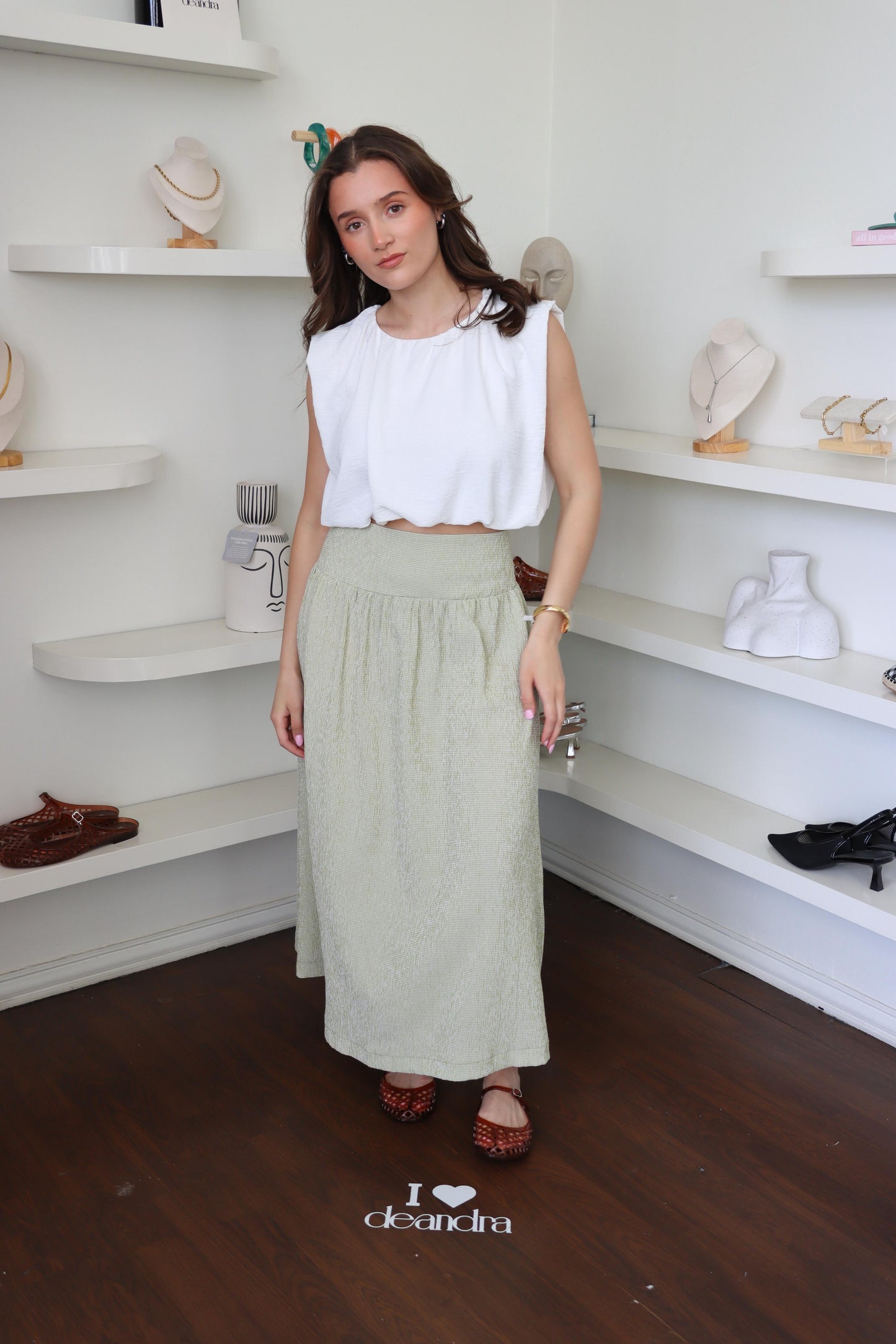 Emily Green Gingham Skirt