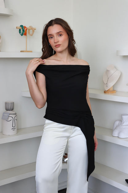 Kiley Black Asymmetrical Top