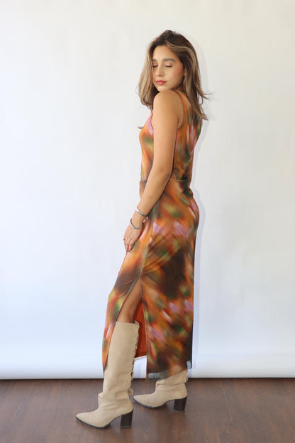 Rust Mesh Dress