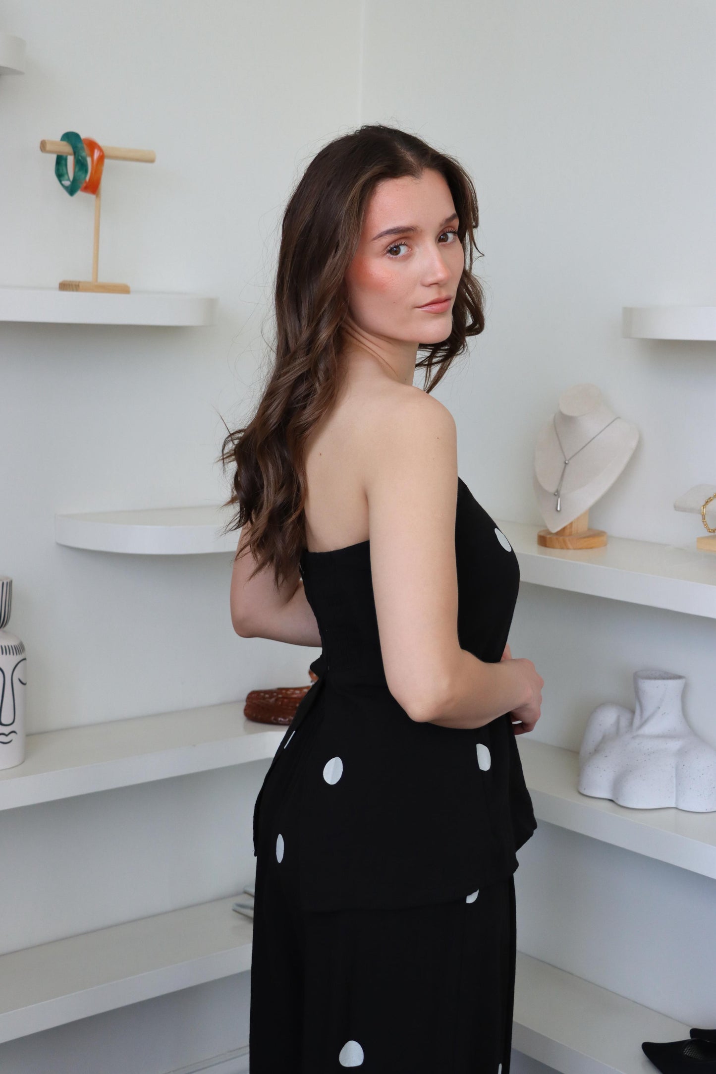 Vivian Black Polka Dot Set