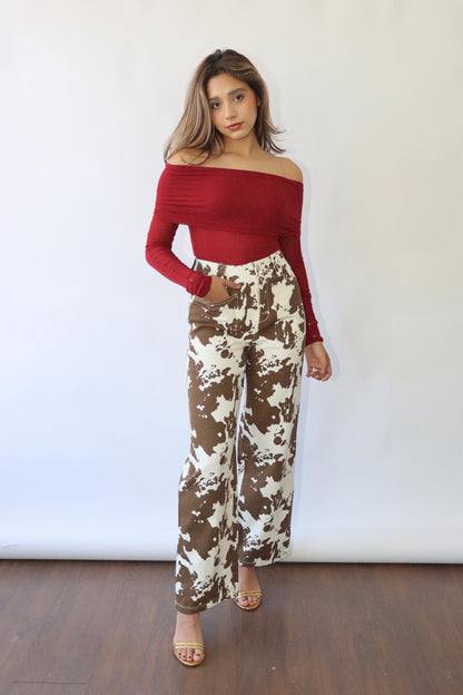 Charles Burgundy Mesh Top