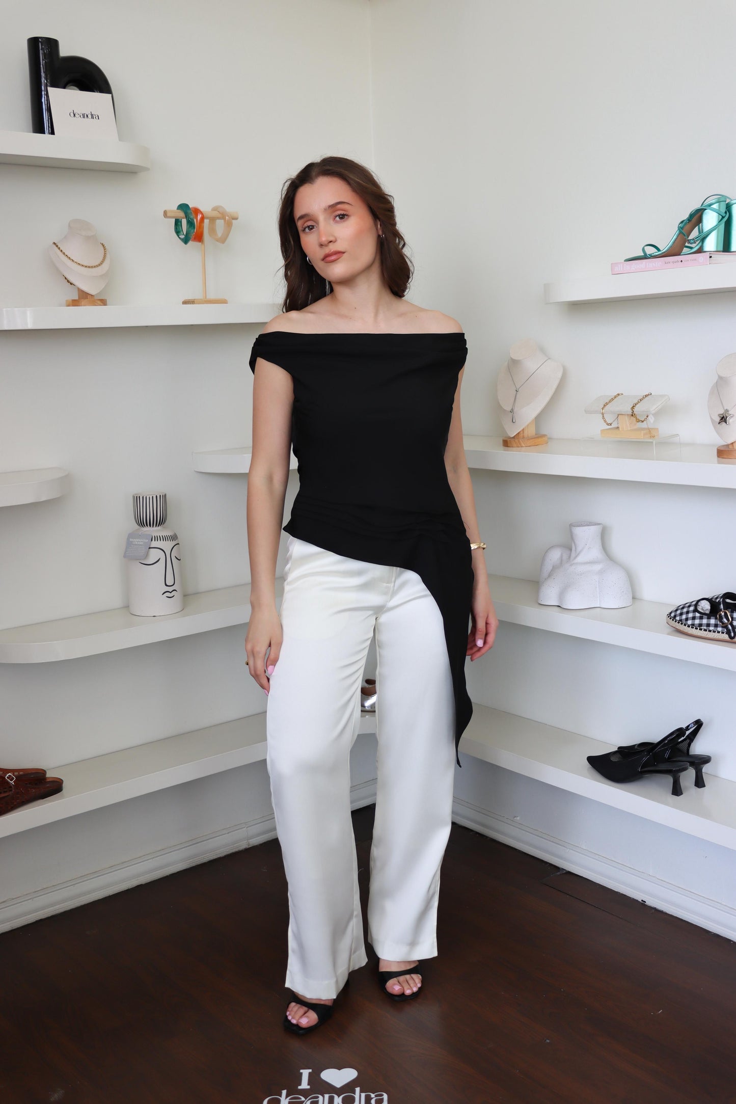 Kiley Black Asymmetrical Top