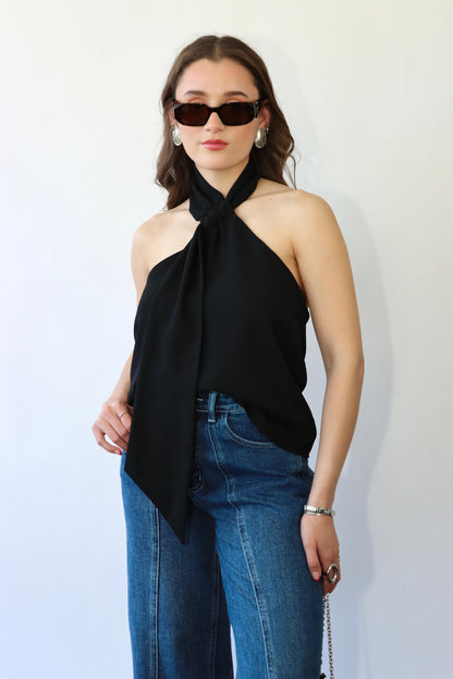 Black Scarf Top