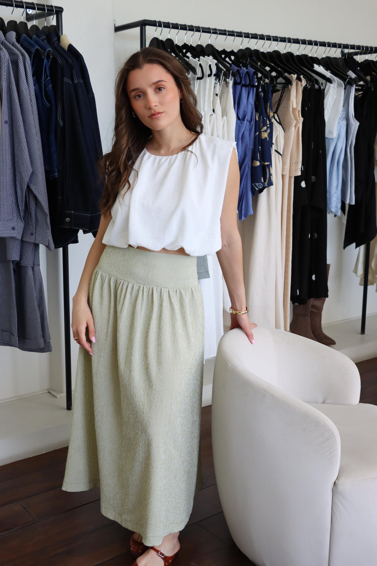 Emily Green Gingham Skirt