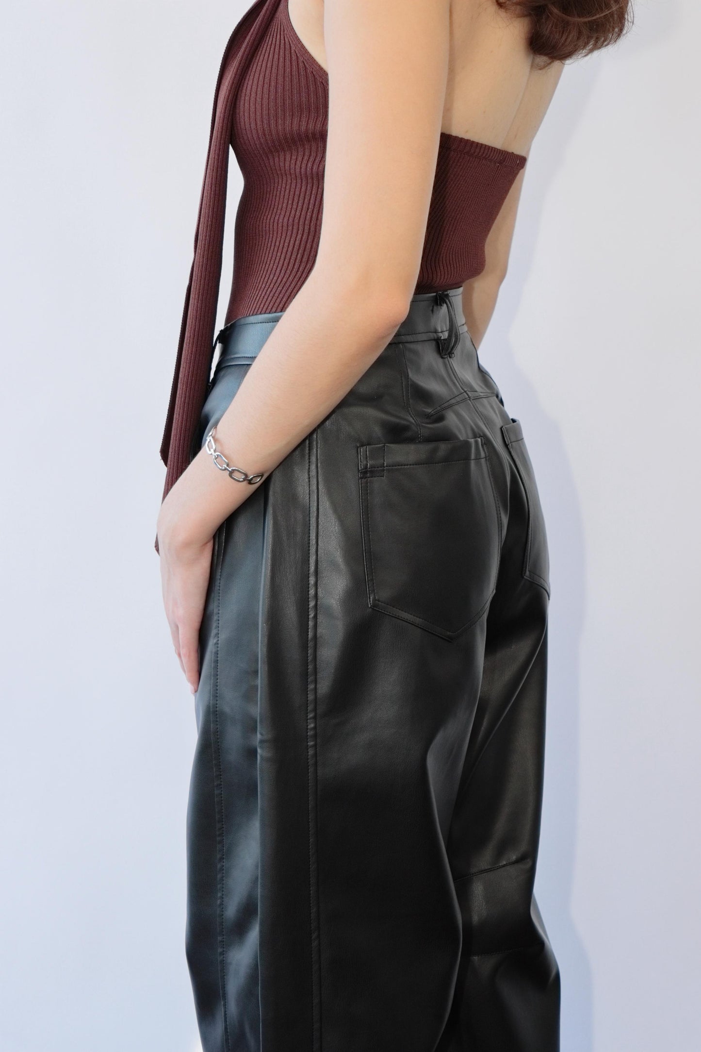 Pleather Barrel Pants