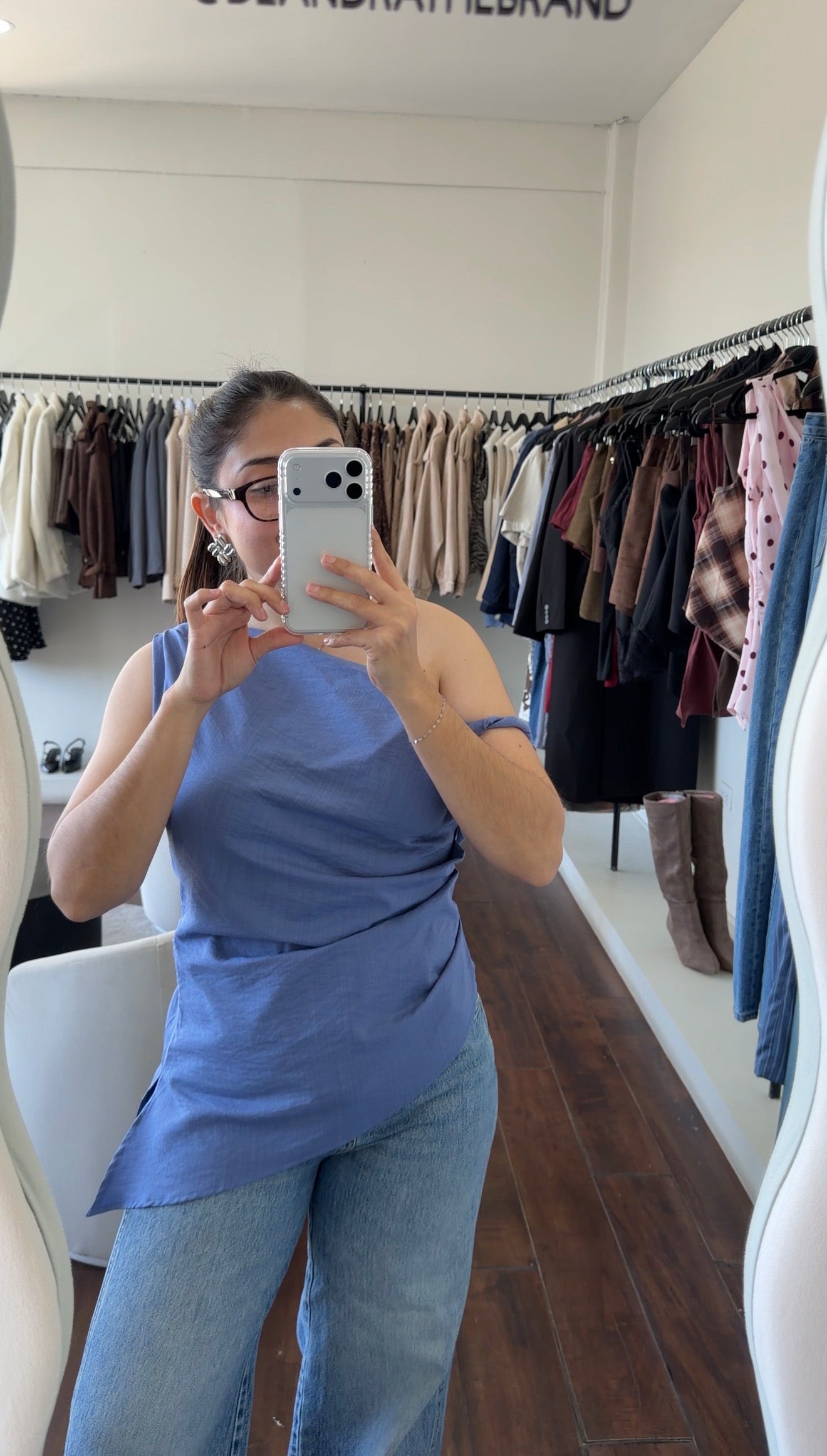 Greece Blue Asymmetrical Top