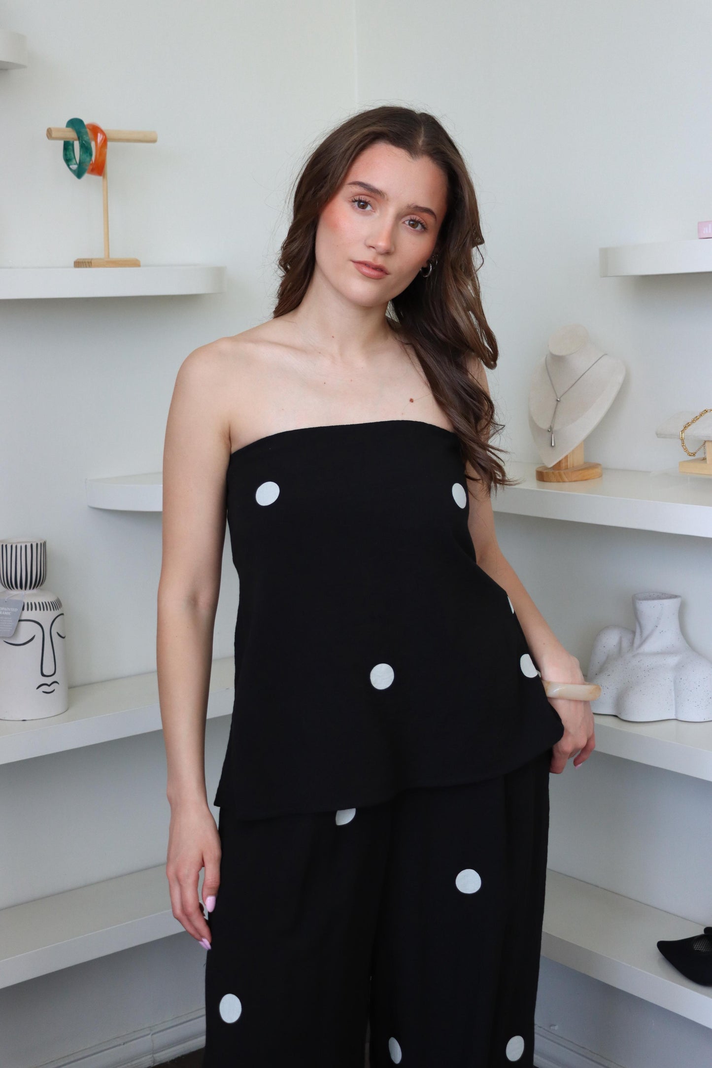 Vivian Black Polka Dot Set