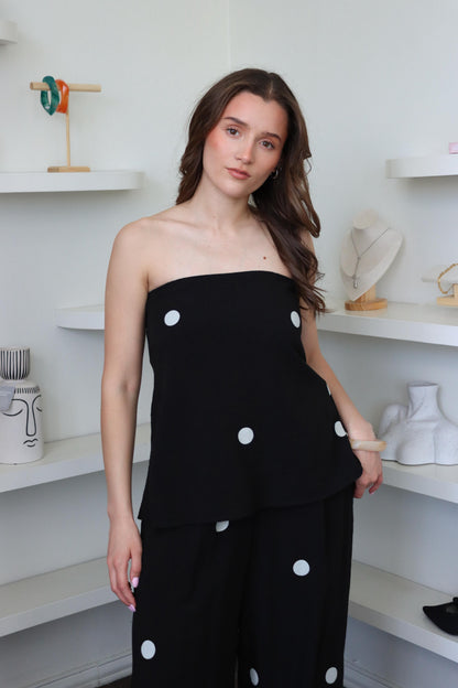 Vivian Black Polka Dot Set