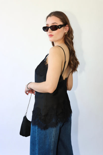 Satin/Lace Black Top