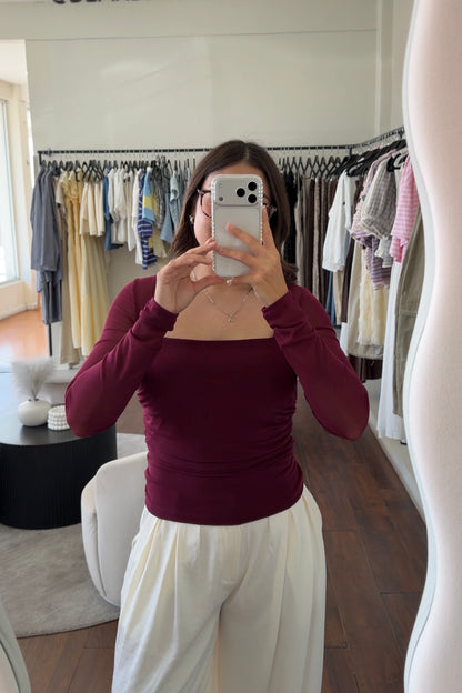 Wine Mesh Top