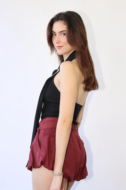 Black Knitted Scarf Top