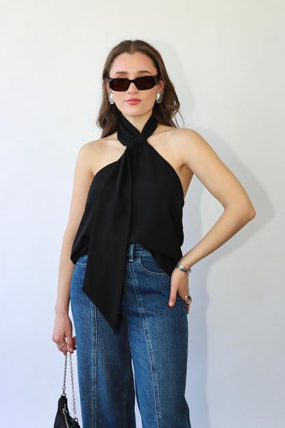 Black Scarf Top