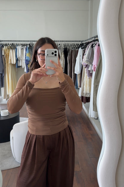 Brown Mesh Top
